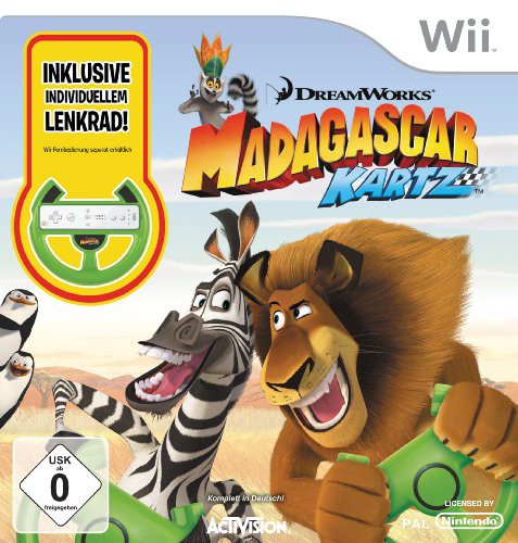 Wii - Madagascar Kartz + Lenkrad (DE/EN) (mit OVP) (gebraucht)