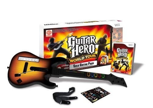 Wii - Gitarre / Guitar Hero Controller + Spiel World Tour (mit OVP) (OVP beschädigt) (gebraucht)