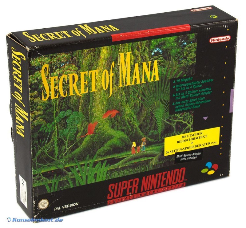SNES - Secret of Mana + Spieleberater (DE Version) (mit OVP / Big Box) (OVP beschädigt) (gebraucht)