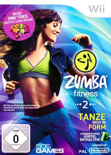Wii - SA 1684: Zumba Fitness 2: Tanze dich in Form / Party yourself into Shape + Fitness-Gürtel + 3 CDs (DE/EN) (mit OVP / Big Box) (gebraucht) UNVOLLSTÄNDIG
