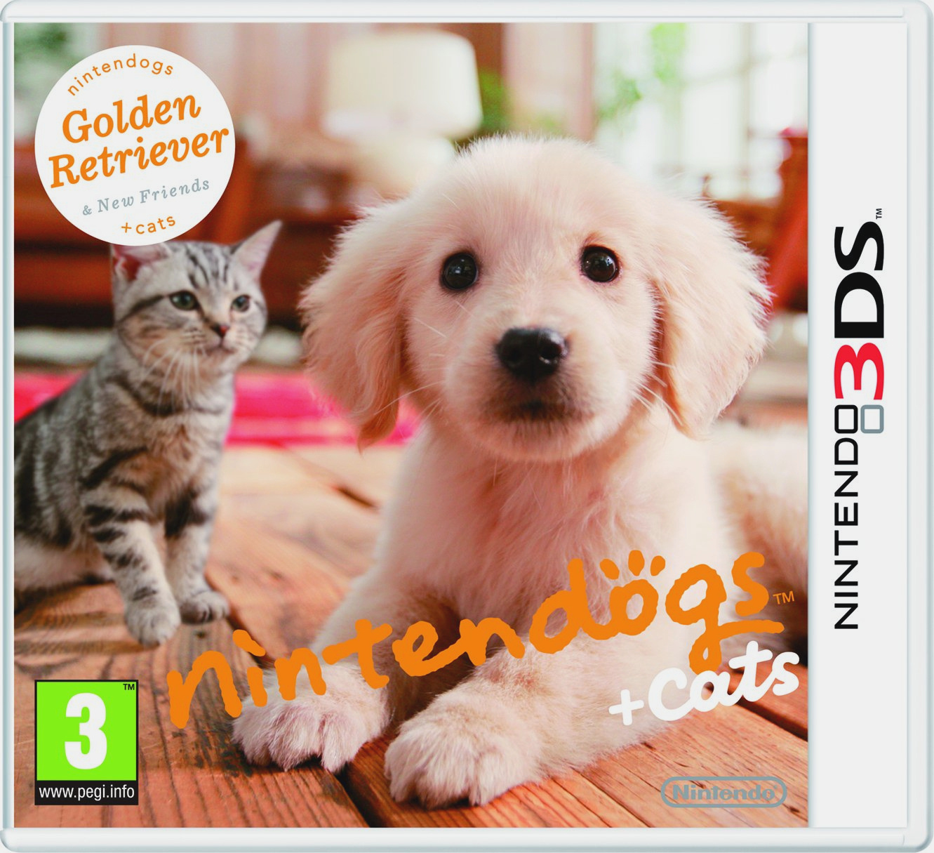 Nintendo 3DS - Nintendogs + Cats: Golden Retriever & Neue Freunde (NLD Version) (mit OVP / Pappschuber) (sehr guter Zustand) (gebraucht)