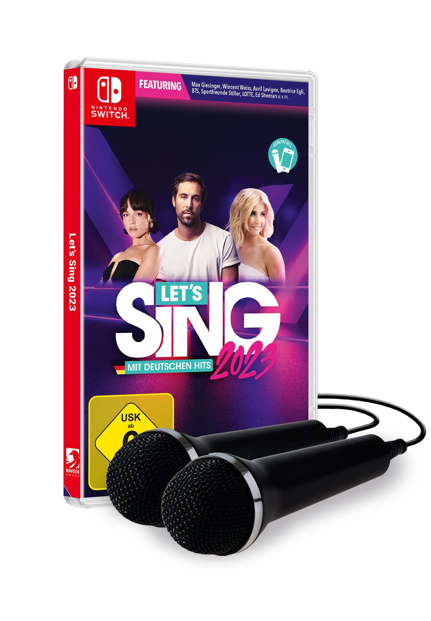 Nintendo Switch - Let's Sing 2023 + 2 Mikrofone (DE Version) (mit OVP / Big Box) (sehr guter Zustand) (gebraucht)