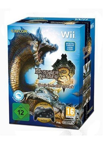 Wii - Monster Hunter Tri / 3 + Controller Pro #Classic Pro Pack (DE Version) (mit OVP / Big Box) (sehr guter Zustand) (gebraucht)