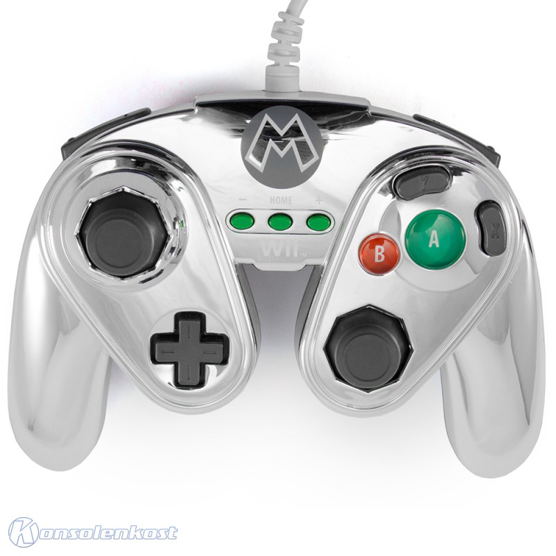 Wii U - Original Wired GameCube Controller / Pad #Metal Mario Fight Pad [pdp] (sehr guter Zustand) (gebraucht)