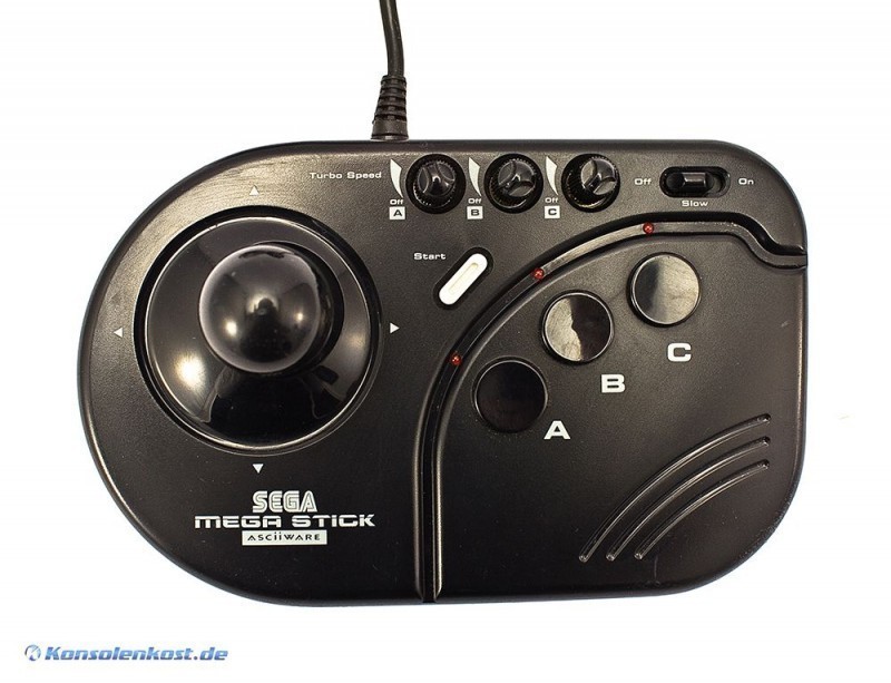 Manette Arcade Officielle SEGA Megadrive Mega Stick Par Asciiware - Noire, Avec Fil - Occasion Fonctionnelle