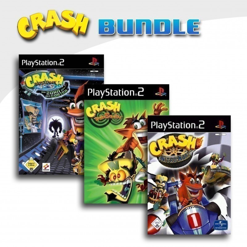 PS2 - Crash Bandicoot: Der Zorn des Cortex + Crash Bandicoot: Twinsanity + Crash: Nitro Kart (mit OVP) (gebraucht)