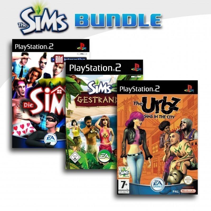 PS2 Die Sims + Die Sims 2 Gestrandet + Die Urbz Sims in the City