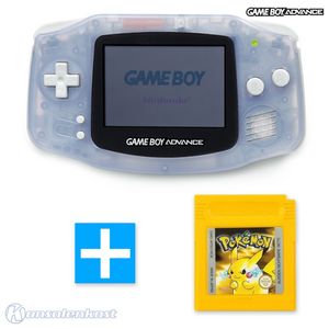 GameBoy Advance - Konsole #transparent blau / clear blue + POKEMON GELB Spiel (DEUTSCH) (gebraucht)