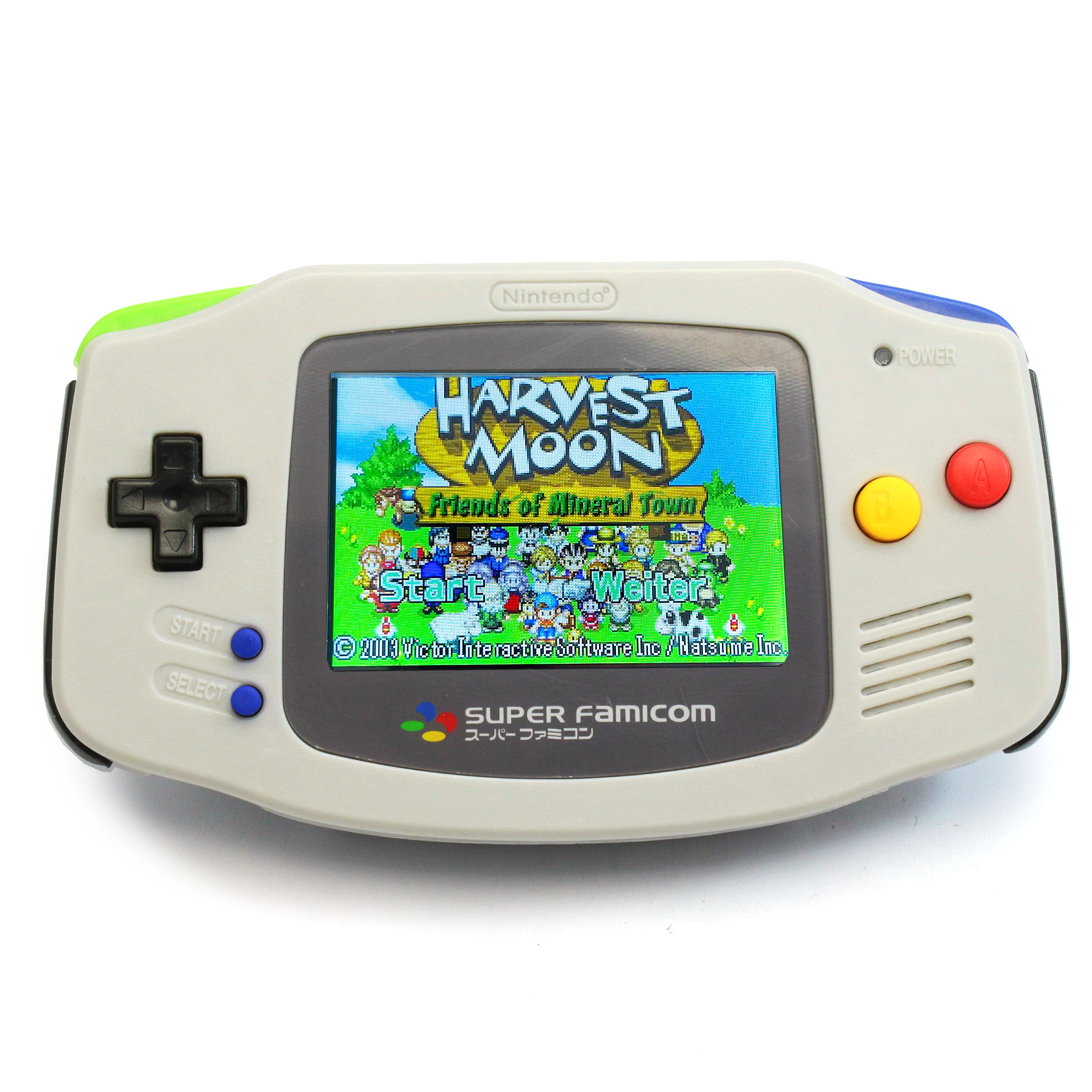 Console Game Boy Advance GBA - Thème Super Famicom - Écran LCD IPS V2 Rétro-éclairage - Blanc